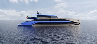 Estoque yacht Italiano con linee Lamborghini per un concorso universitario vinto